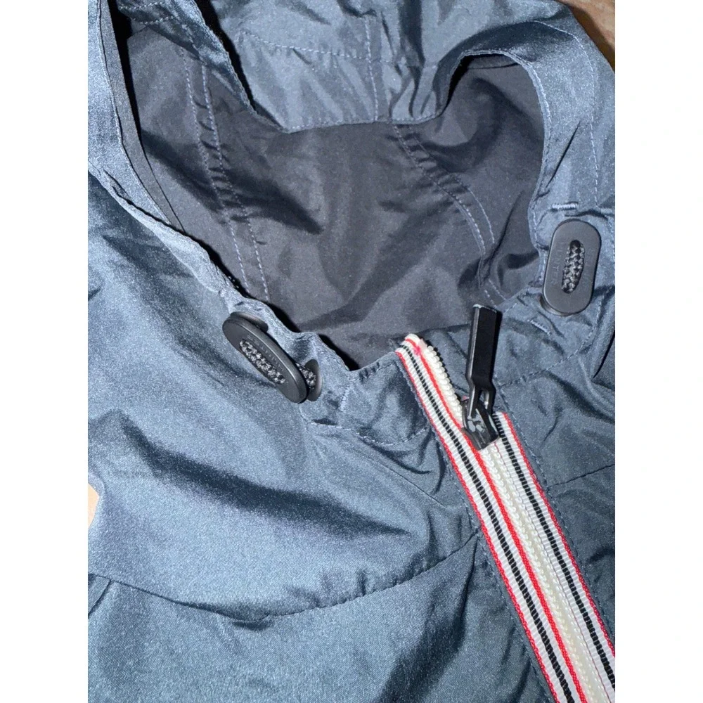 Hunter Original Kids Navy Blue Hooded Windbreaker Jacket Size 7-8 Striped Trim